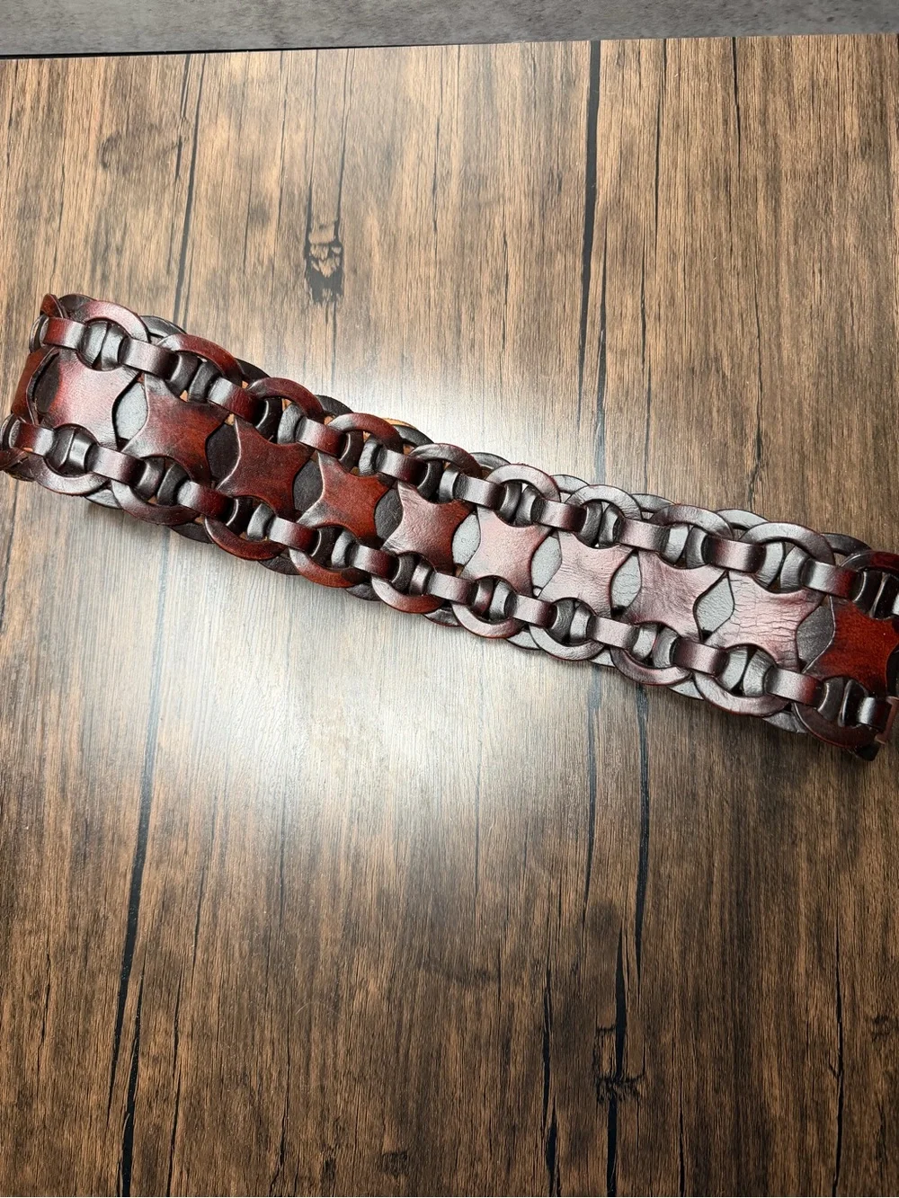 Boho Western Braided Wide Chocolate Brown Leather Chunky Belt medium